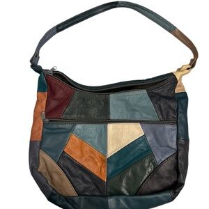 Vintage 70’s Multicolor Patchwork Leather Hobo Bag Made in Mexico